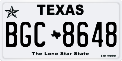 TX license plate BGC8648
