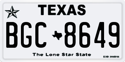 TX license plate BGC8649