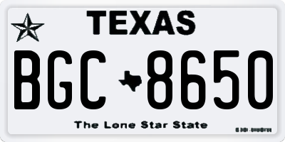 TX license plate BGC8650