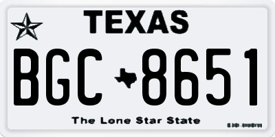 TX license plate BGC8651