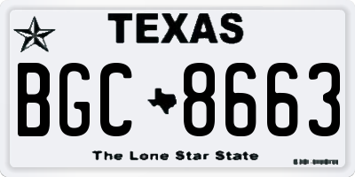 TX license plate BGC8663