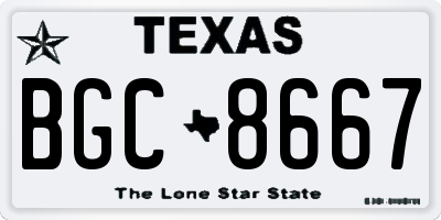 TX license plate BGC8667