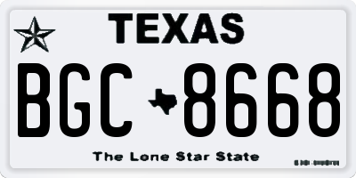 TX license plate BGC8668