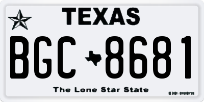 TX license plate BGC8681