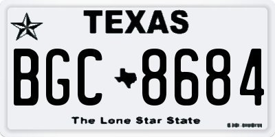 TX license plate BGC8684