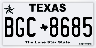 TX license plate BGC8685