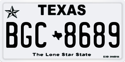 TX license plate BGC8689