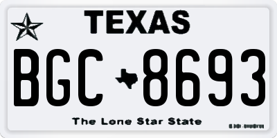 TX license plate BGC8693