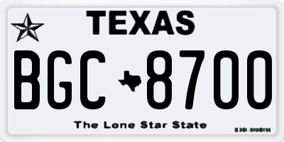 TX license plate BGC8700