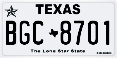 TX license plate BGC8701
