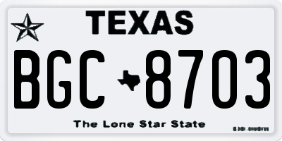 TX license plate BGC8703