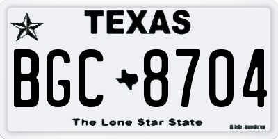 TX license plate BGC8704