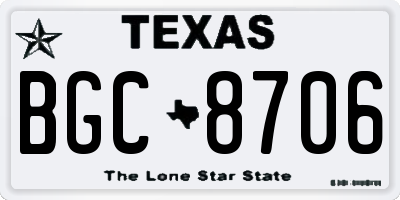 TX license plate BGC8706