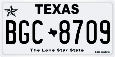 TX license plate BGC8709