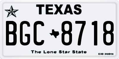 TX license plate BGC8718