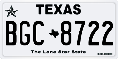 TX license plate BGC8722