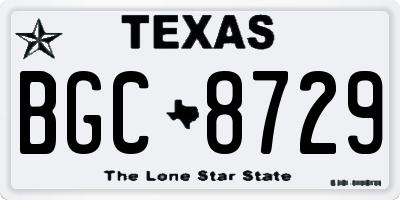 TX license plate BGC8729