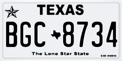 TX license plate BGC8734