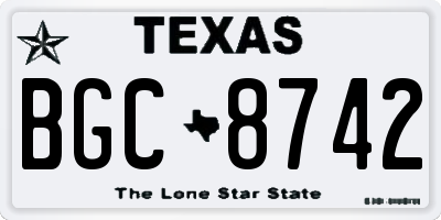 TX license plate BGC8742