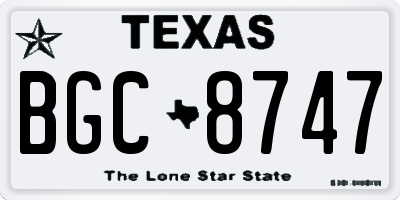 TX license plate BGC8747