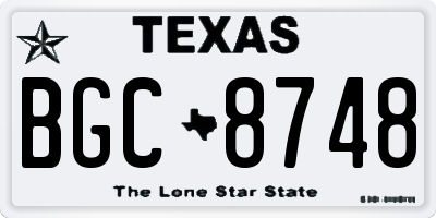 TX license plate BGC8748