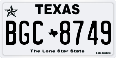 TX license plate BGC8749
