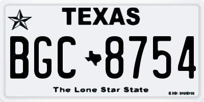 TX license plate BGC8754