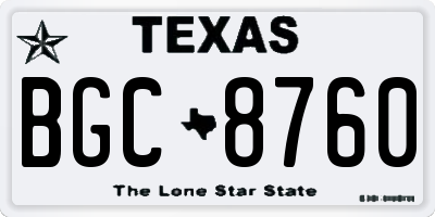TX license plate BGC8760