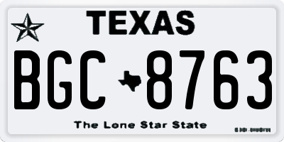 TX license plate BGC8763