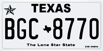 TX license plate BGC8770