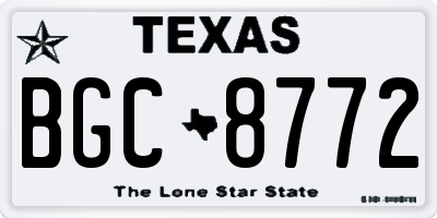 TX license plate BGC8772
