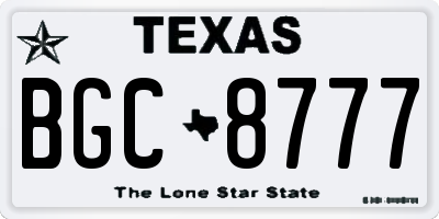 TX license plate BGC8777