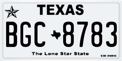 TX license plate BGC8783