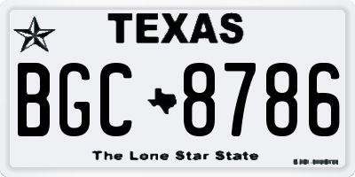 TX license plate BGC8786