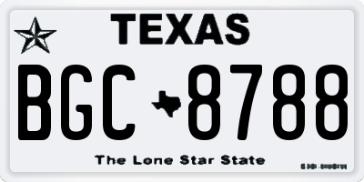 TX license plate BGC8788