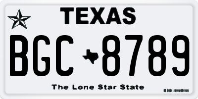 TX license plate BGC8789