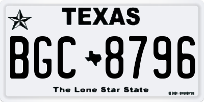 TX license plate BGC8796