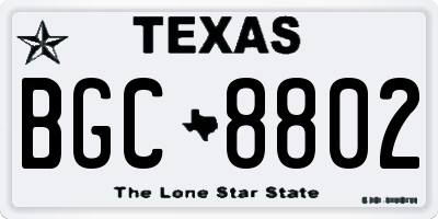 TX license plate BGC8802