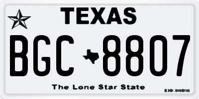 TX license plate BGC8807