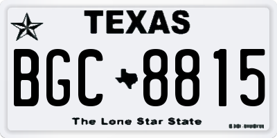 TX license plate BGC8815