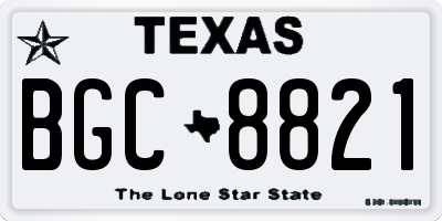 TX license plate BGC8821
