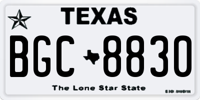 TX license plate BGC8830
