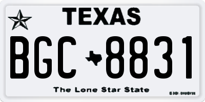 TX license plate BGC8831