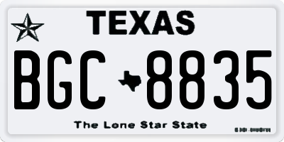 TX license plate BGC8835