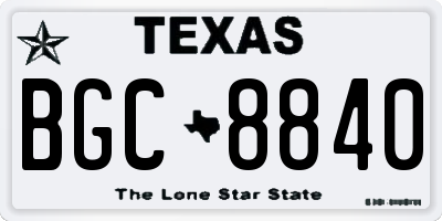 TX license plate BGC8840
