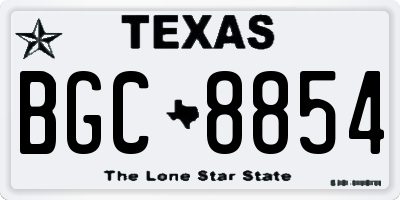 TX license plate BGC8854