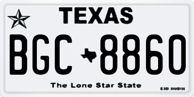 TX license plate BGC8860