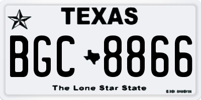TX license plate BGC8866