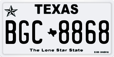 TX license plate BGC8868
