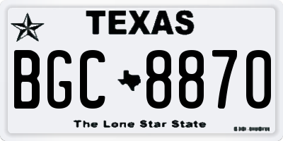 TX license plate BGC8870